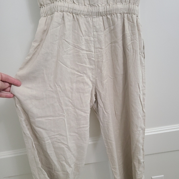 NEW SPLENDID Kianna Wide Leg Jumpsuit Beige Linen/Viscose Blend Sz XL NWT $118 - Picture 6 of 11